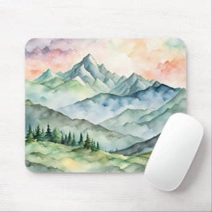 Mousepad Cena de Montanha de Aquarela
