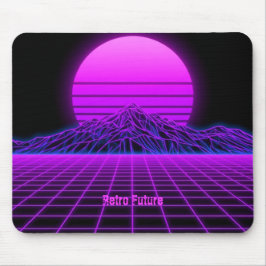 Mousepad Cena de montanha retrô onda sintética dos anos 80