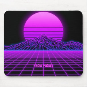 Mousepad Cena de montanha retrô onda sintética dos anos 80