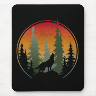 Mousepad Cena de natureza do lobo do pôr do sol