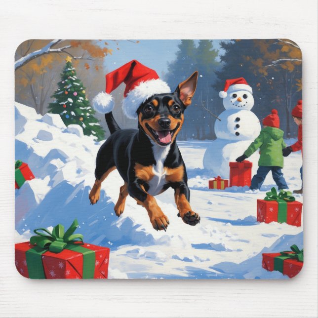 Mousepad Cena de Neve Festiva de Natal Affenpinscher (Frente)