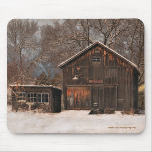 Mousepad Cena de Neve Rustic Barn & Cottage