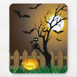 Mousepad Cena do Jardim do Assustador do Halloween