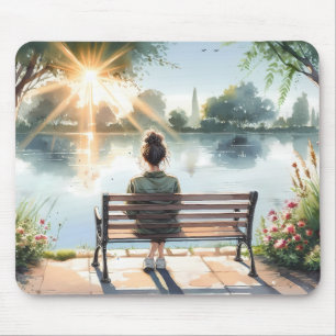 Mousepad Cena do Lago com Reflexos do Pôr do Sol