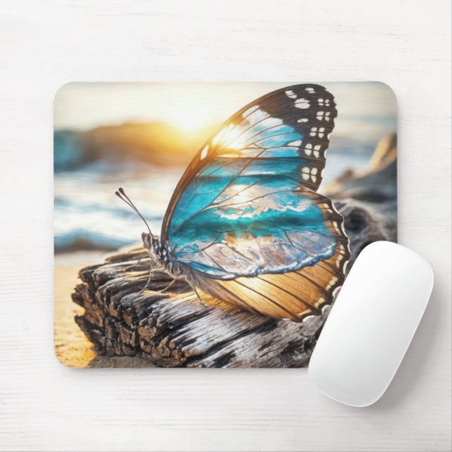 Mousepad Cena Do Mar Nas Asas Da Borboleta (Com mouse)