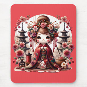 Mousepad Cena Fofa de Geisha Japonesa