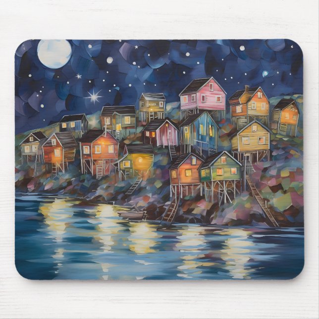 MOUSEPAD CENA NOTURNA DE ALDEIA DE PESCA CANADENSE (Frente)