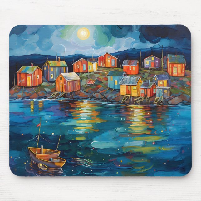 MOUSEPAD CENA NOTURNA DE ALDEIA DE PESCA CANADENSE (Frente)