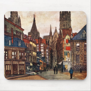 Mousepad Cena Rouen France da rua do vintage medieval