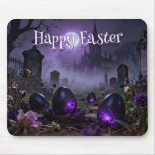 Mousepad Cena Sombria de Páscoa Gótica com Ovos Brilhantes