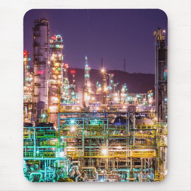 Mousepad Cena Sparkling da noite da refinaria de petróleo (Frente)