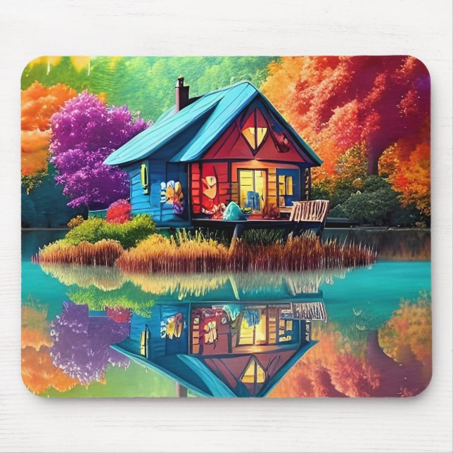 Mousepad Cenário natural com algodão e lago-38566 (Frente)