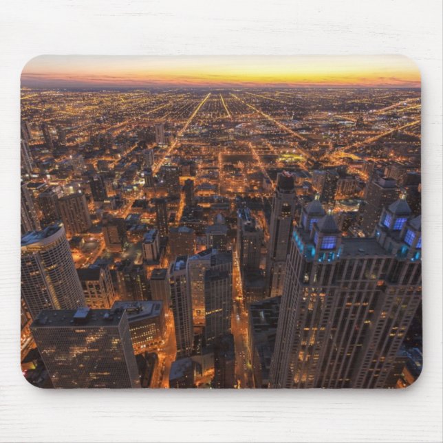 Mousepad Centro de Chicago no por do sol (Frente)
