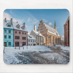Mousepad Centro de cidade de inverno de neve em Riga, Letón