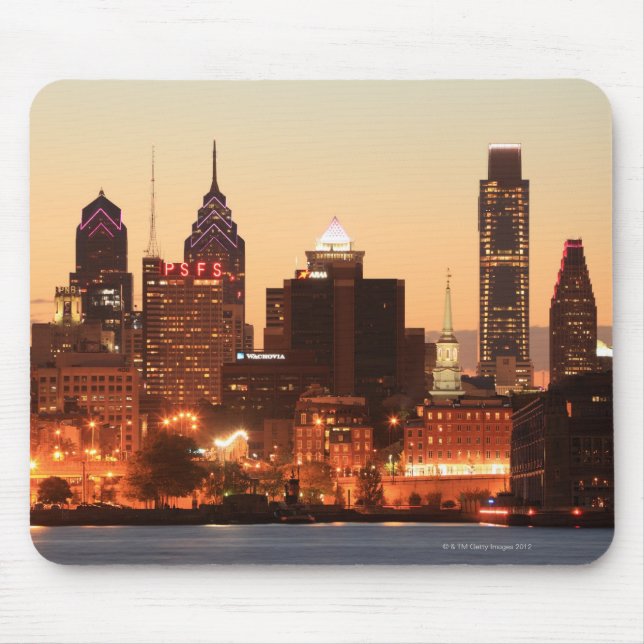 Mousepad Centro Philadelphia, Pensilvânia ao pôr do sol (Frente)