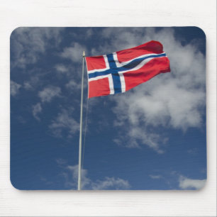 Mousepad Centro porto histórico de Bergen com bandeiras