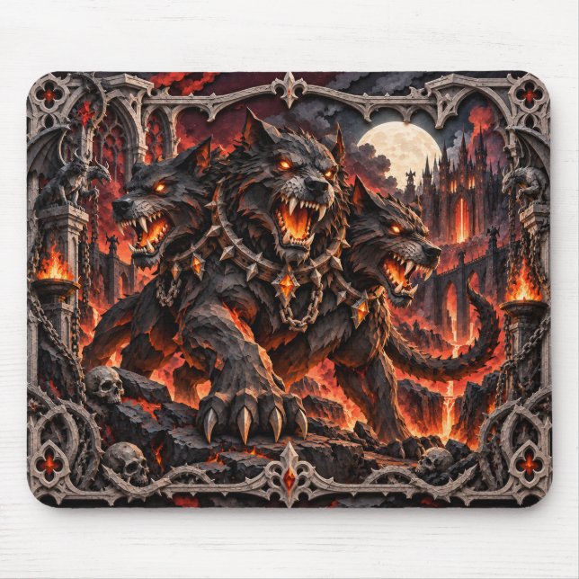 Mousepad Cérbero, Monstro de Corte de Papel (Frente)