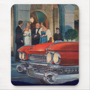 Mousepad cerca da grade do cadillac de 1960 vermelhos