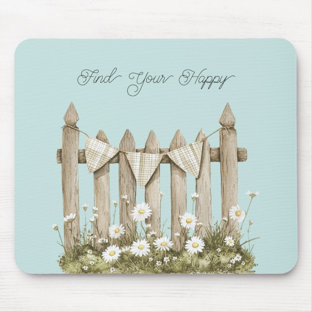 Mousepad Cercado de Jardim de Flores de Margarida (Frente)