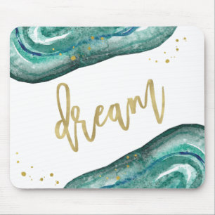 Mousepad Cerceta da aguarela e sonho Dourado de Geode   do