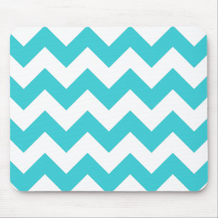 Mousepad Cerceta e tapete do rato branco de Chevron