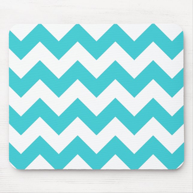 Mousepad Cerceta e tapete do rato branco de Chevron (Frente)