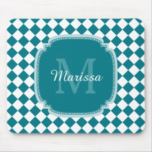 Mousepad Cerceta na moda e nome Monogrammed verificado