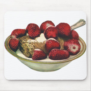 Mousepad Cereal de Desjejum Saudável Vintage Morangos