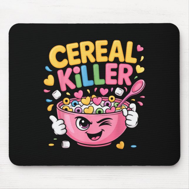 Mousepad Cereal Killer Cartoon Bowl Funny Breakfast  (Frente)