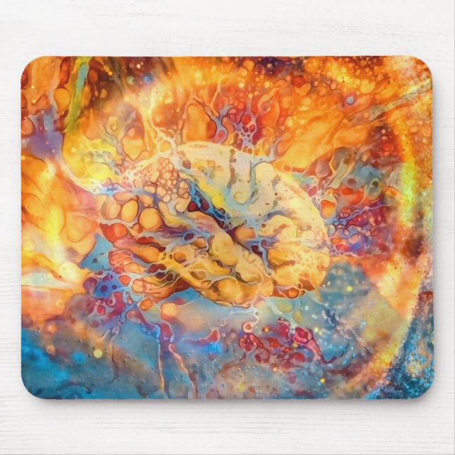 Mousepad Cérebro psicodélico em cores vivas (Frente)