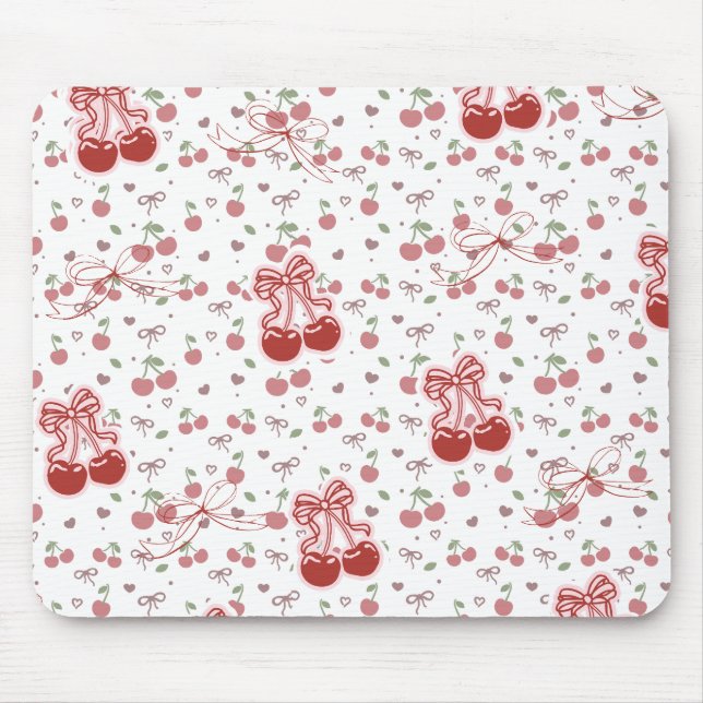 Mousepad Cereja com Laço – Acessório de Mesa Fofo (Frente)