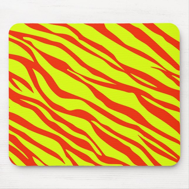 Mousepad Cereja Vermelha E Zebra Neon Amarelo Stripadas (Frente)