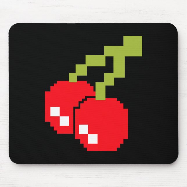 Mousepad Cerejas Pixel Fantasia de Videogame dos Anos 80 Fá (Frente)