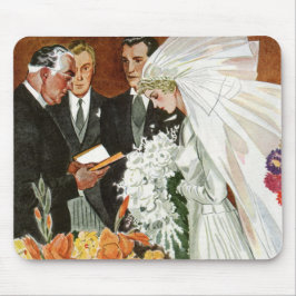 Mousepad Cerimônia de Casamento Vintage com Noiva e Noivo