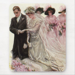 Mousepad Cerimônia de Casamento Vitoriano Antigo Noiva e No