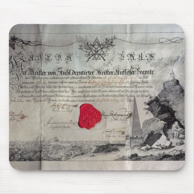 Mousepad Certificado maçónico, 1785 (Frente)