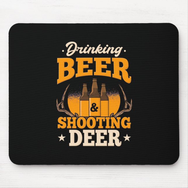 Mousepad Cerveja bebendo E Veado De Caça (Frente)