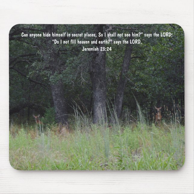 Mousepad Cervo se Escondendo na Floresta Fé Versículo da Bí (Frente)