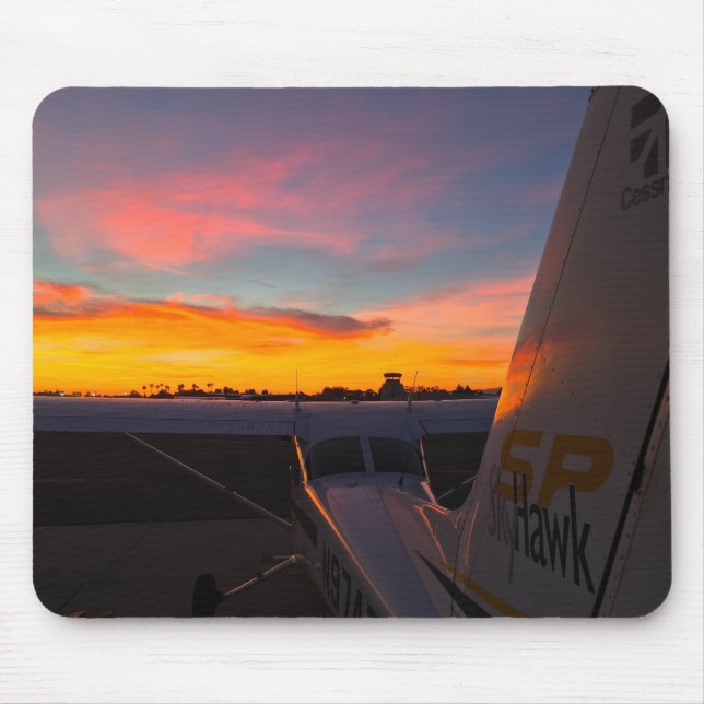 Mousepad Cessna 172 no pôr do sol (Frente)
