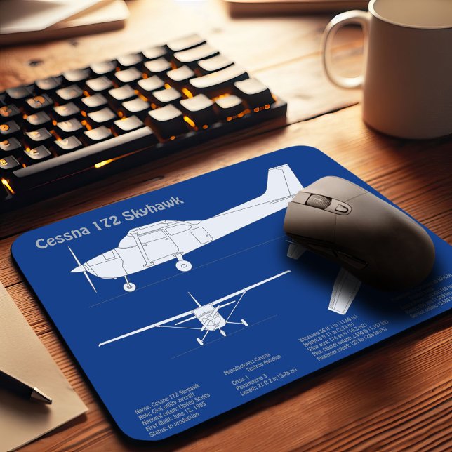 Mousepad Cessna 172 Skyhawk - Planos de Blueprint de avião  (Criador carregado)