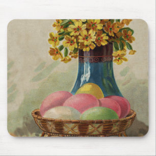 Mousepad Cesta de Páscoa Ovos Flores Antigo