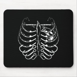 Mousepad Cesto de esqueleto de vara de pesca masculina com
