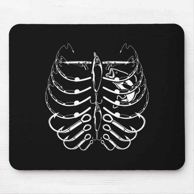 Mousepad Cesto de esqueleto de vara de pesca masculina com  (Frente)
