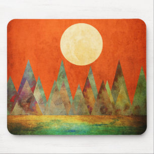 Mousepad Céu abstrato da laranja das montanhas da Lua chei