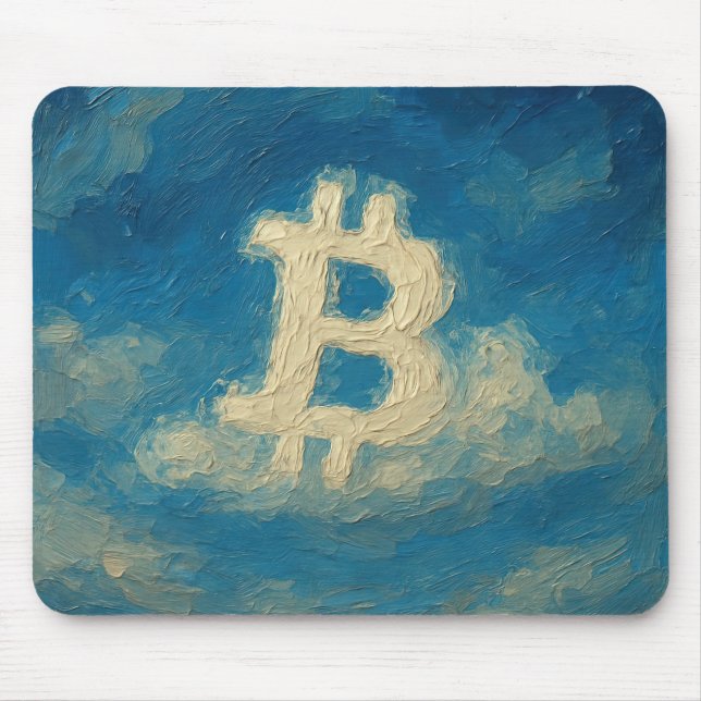 Mousepad Céu Azul Bitcoin (Óleo, Estilo: 3) (Frente)