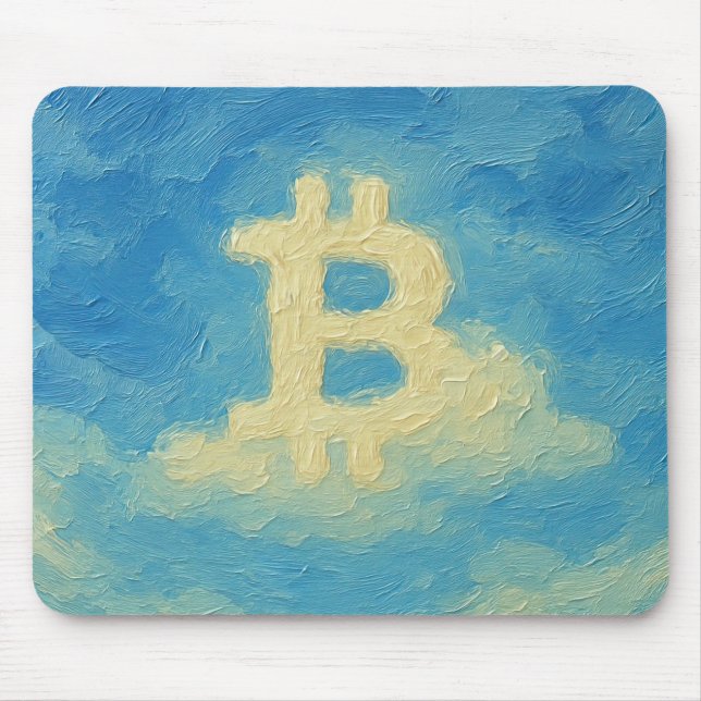 Mousepad Céu Azul Bitcoin (Óleo, Estilo: 4) (Frente)