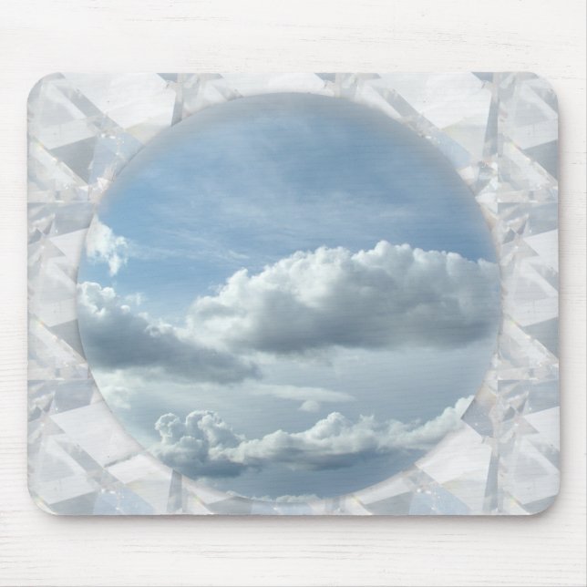 Mousepad Céu azul e nuvens brancas em moldura (Frente)