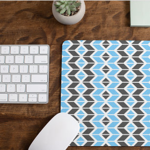 Mousepad Céu Moderno Azul Cinza Escuro Xadrez Geométrico