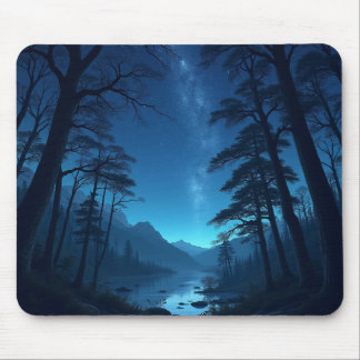 Mousepad céu noturno visto na floresta