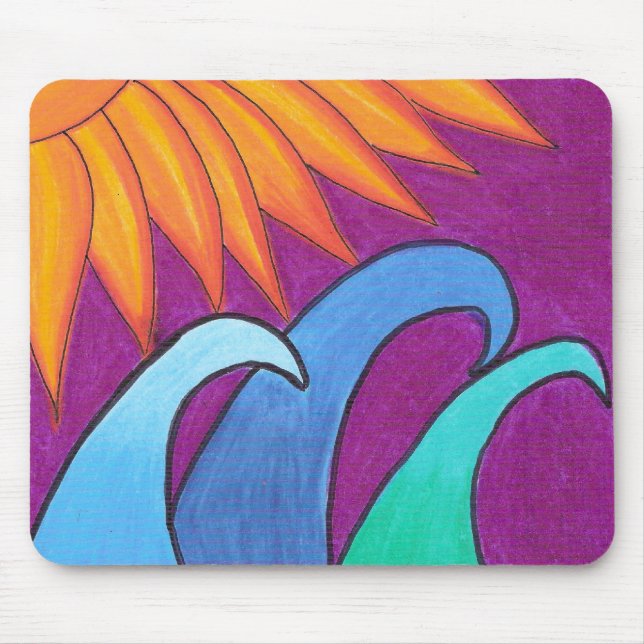 Mousepad Céu Roxo sobre Ondas - Pasta-Mão (Frente)